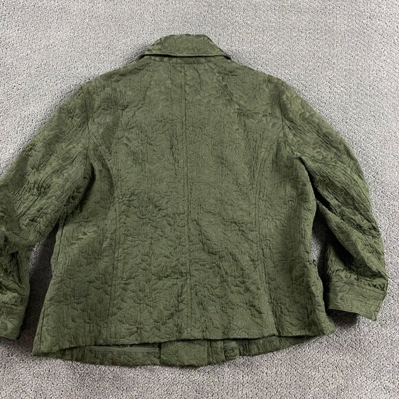 J. Jill Jacket Women's 2X Floral Quilted Embroidery Button Front Green - Picture 3 of 11